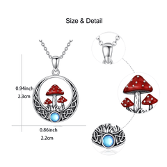 Red Mushroom Pendant Necklace For Girls Children, Gift for Birthday or Christmas
