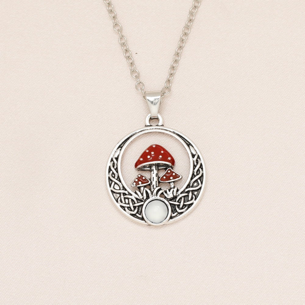 Red Mushroom Pendant Necklace For Girls Children, Gift for Birthday or Christmas
