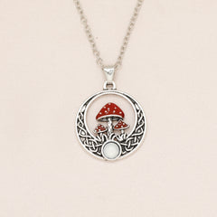 Red Mushroom Pendant Necklace For Girls Children, Gift for Birthday or Christmas