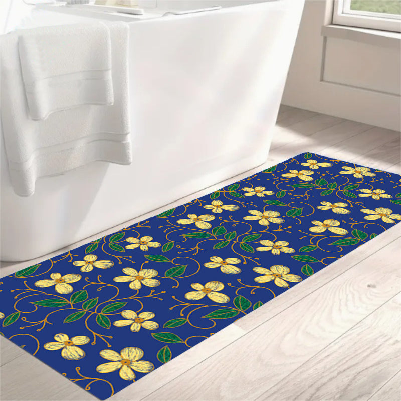 Flower Pattern Kitchen Runner Rug Floor Mat Water Absorbing Farmhouse Home Decor