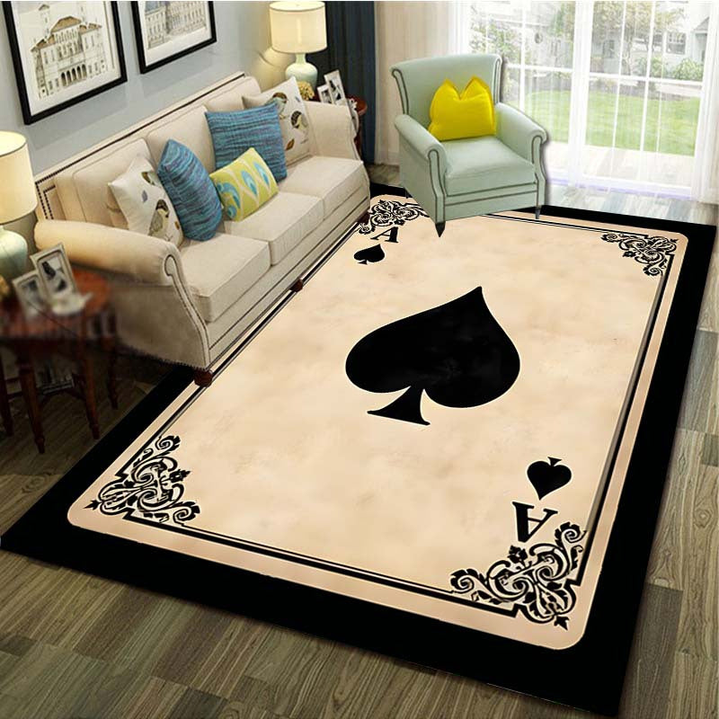 Christmas Poker Pattern Floor Mat Non-slip Living Room Decor Rug