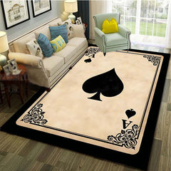 Christmas Poker Pattern Floor Mat Non-slip Living Room Decor Rug