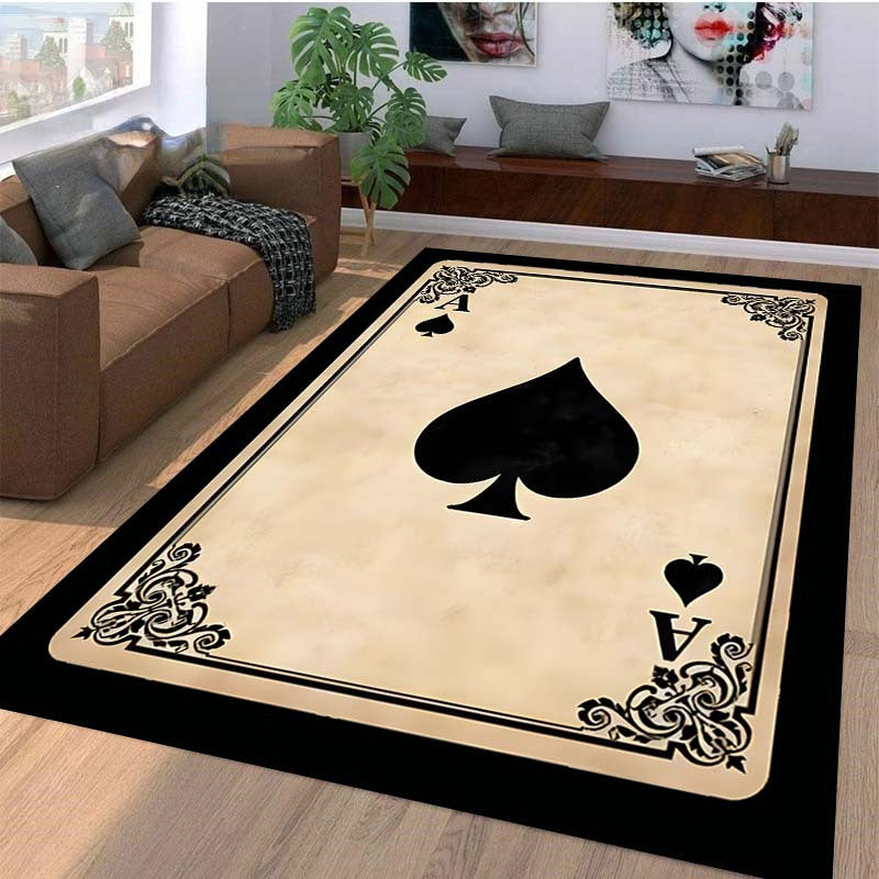 Christmas Poker Pattern Floor Mat Non-slip Living Room Decor Rug