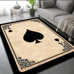 Christmas Poker Pattern Floor Mat Non-slip Living Room Decor Rug