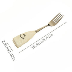 Kids Stainless Steel Fork & Spoon w/ Ceramic Handle Tableware