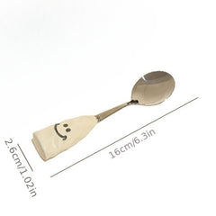 Kids Stainless Steel Fork & Spoon w/ Ceramic Handle Tableware