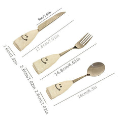 Kids Stainless Steel Fork & Spoon w/ Ceramic Handle Tableware