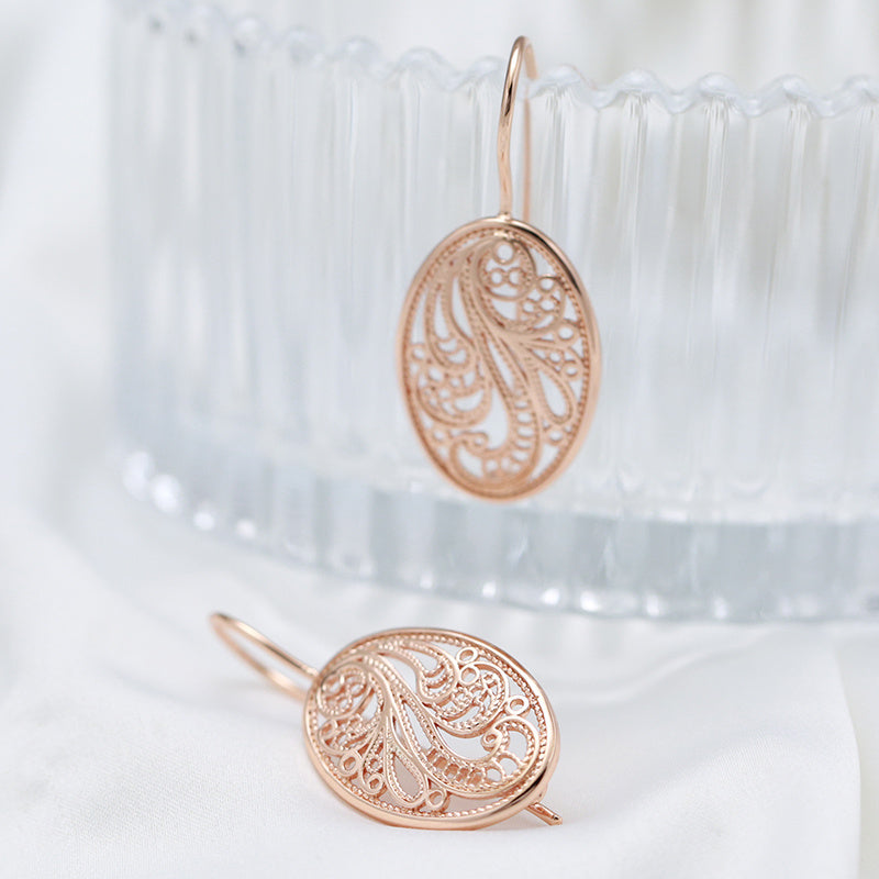 Geometric Vintage Cutout Pattern Earrings Golden Party Jewelry