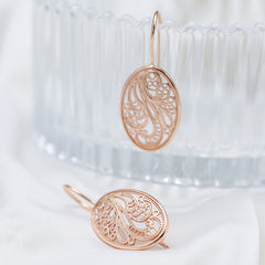 Geometric Vintage Cutout Pattern Earrings Golden Party Jewelry
