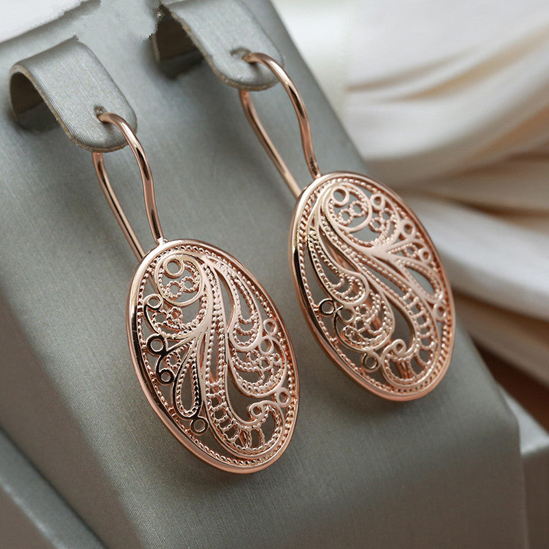Geometric Vintage Cutout Pattern Earrings Golden Party Jewelry