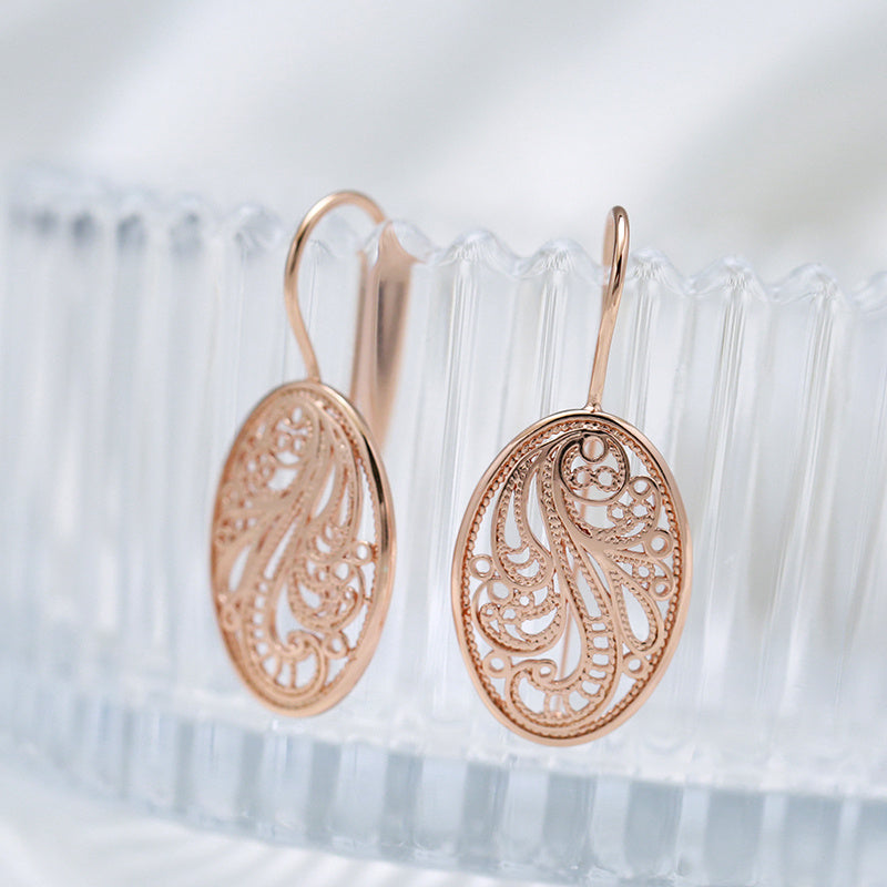 Geometric Vintage Cutout Pattern Earrings Golden Party Jewelry