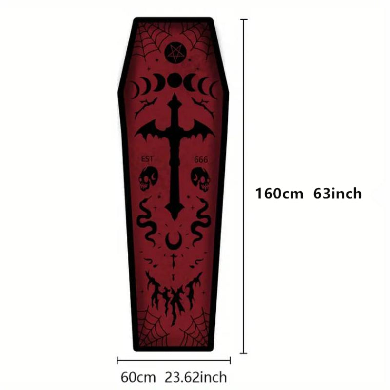 Dark Gothic Clown Skull Coffin Death Rug