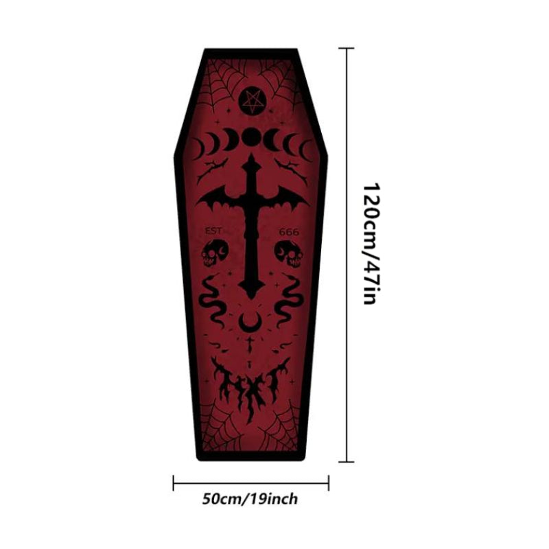 Dark Gothic Clown Skull Coffin Death Rug
