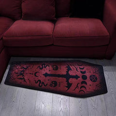 Dark Gothic Clown Skull Coffin Death Rug