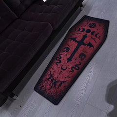 Dark Gothic Clown Skull Coffin Death Rug
