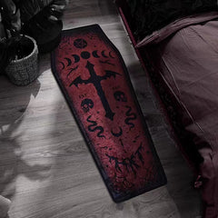 Dark Gothic Clown Skull Coffin Death Rug