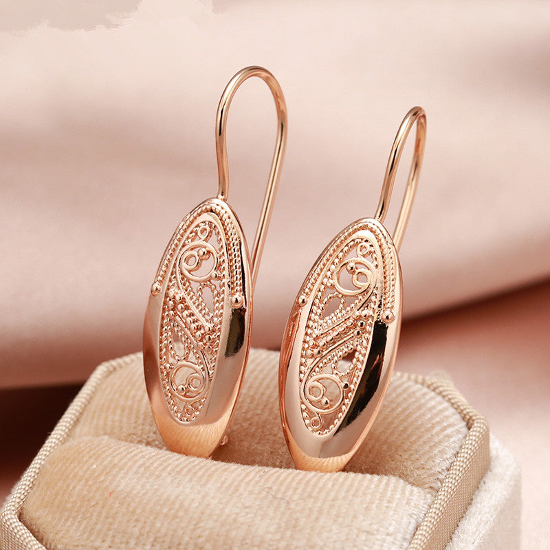 Vintage Cutout Pattern Earrings Golden Daily Party Jewelry