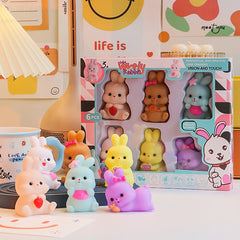 6pcs Easter Bunny Flocking Rabbit Doll Creative Animal Toy Home Decoration