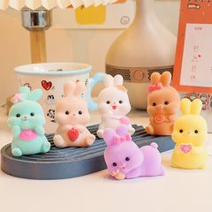 6pcs Easter Bunny Flocking Rabbit Doll Creative Animal Toy Home Decoration