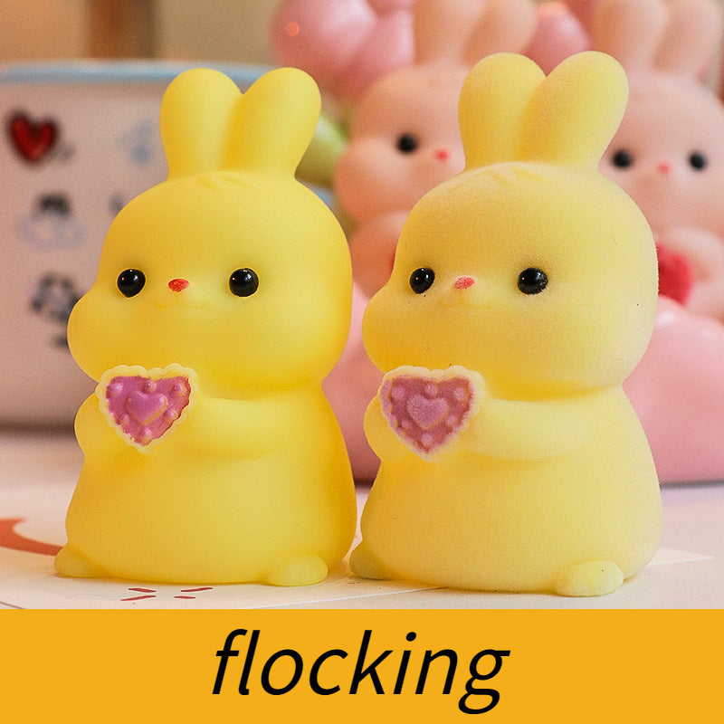 6pcs Easter Bunny Flocking Rabbit Doll Creative Animal Toy Home Decoration