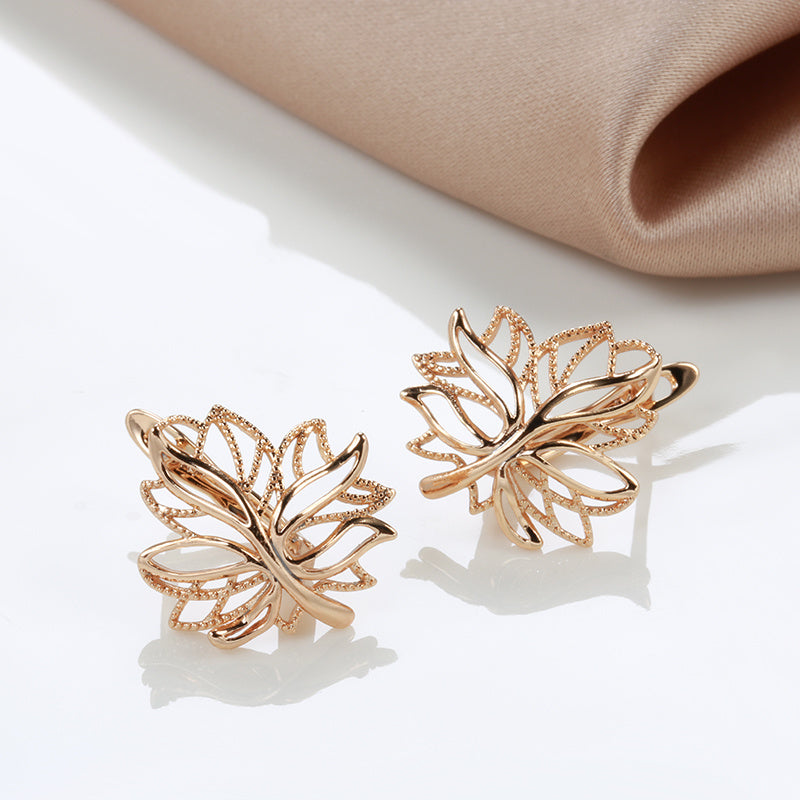 Golden Life Tree Clip Earrings Bling Hoops Wedding Jewelry Christmas Gift