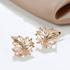 Golden Life Tree Clip Earrings Bling Hoops Wedding Jewelry Christmas Gift