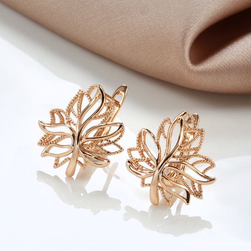Golden Life Tree Clip Earrings Bling Hoops Wedding Jewelry Christmas Gift