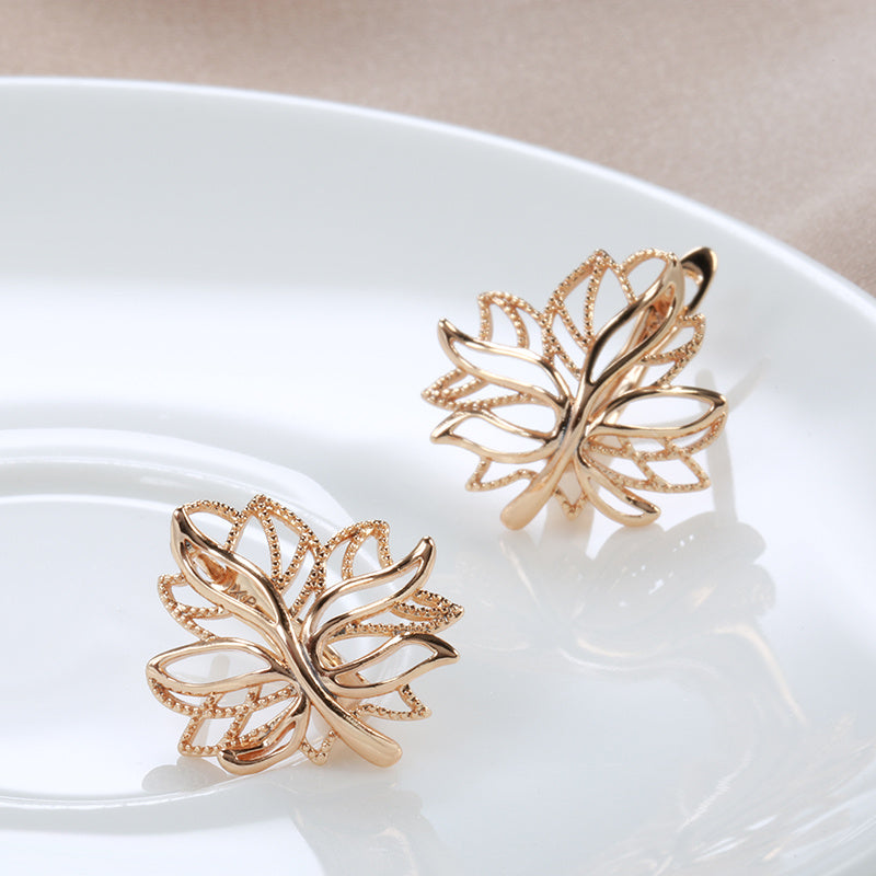 Golden Life Tree Clip Earrings Bling Hoops Wedding Jewelry Christmas Gift