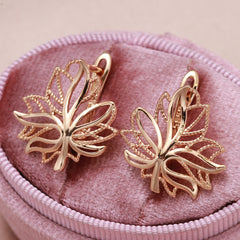 Golden Life Tree Clip Earrings Bling Hoops Wedding Jewelry Christmas Gift