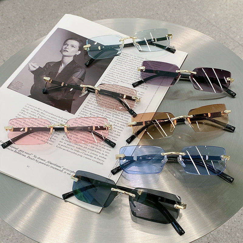 Girl's Rimless Sunglasses with Pressure-resistant Case