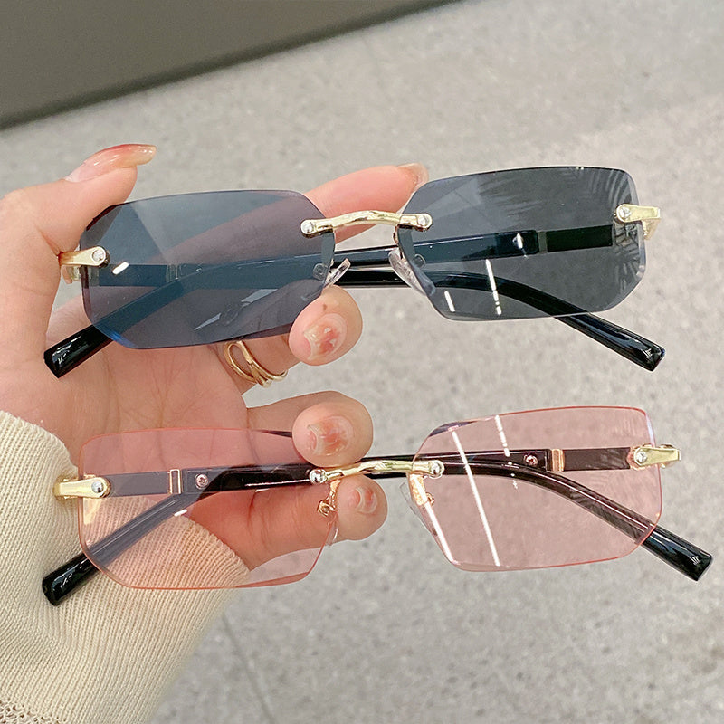 Girl's Rimless Sunglasses with Pressure-resistant Case