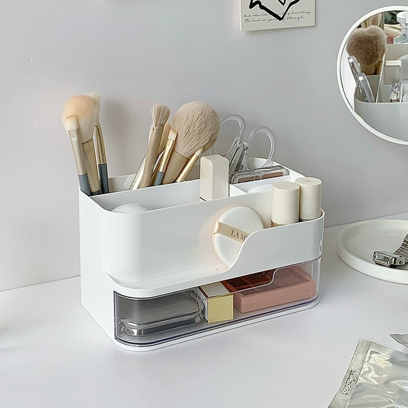 Desktop Storage Box with Compartment and Drawer - Multifunctional Organizer