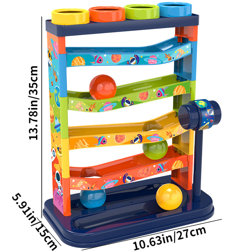 Colorful Rolling Ball Ramp Toy Set with 4 Balls for Children Montessori Toy