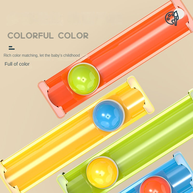 Colorful Rolling Ball Ramp Toy Set with 4 Balls for Children Montessori Toy