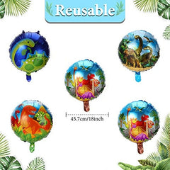 12pcs Dinosaur Foil Balloons for Jungle Theme Party
