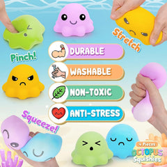 Octopus Squishy Stress Balls 4pcs Sensory Fidget Toys for Stress Relief