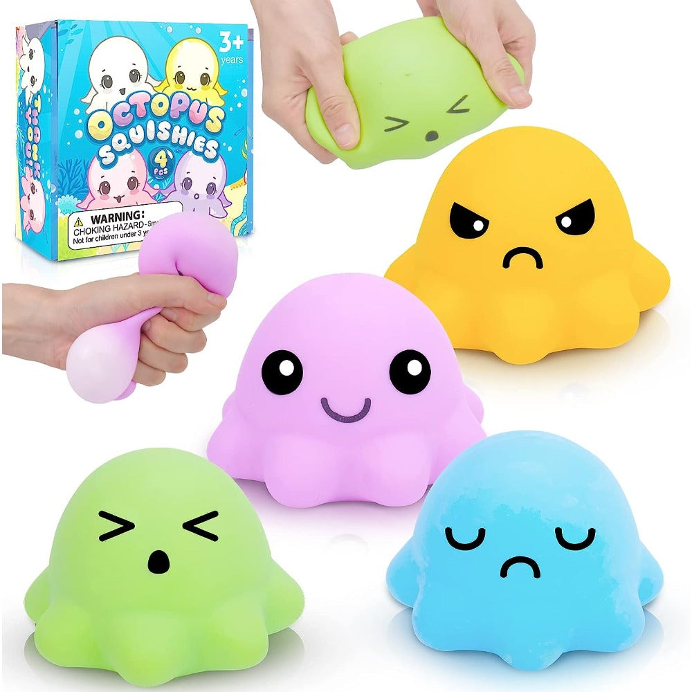 Octopus Squishy Stress Balls 4pcs Sensory Fidget Toys for Stress Relief