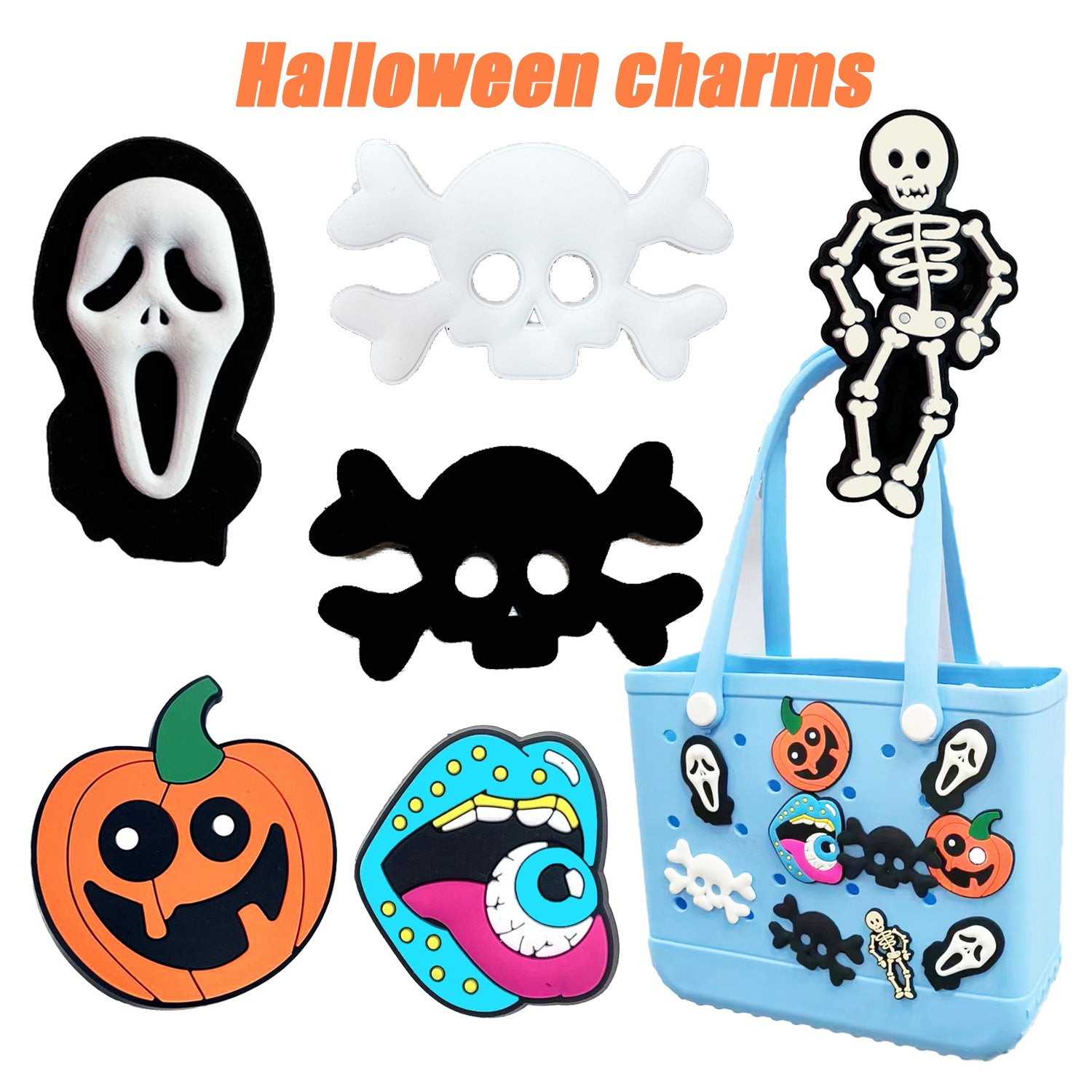 6PCS Halloween Charm Horror Beach Bag Accessories for Bogg Bag