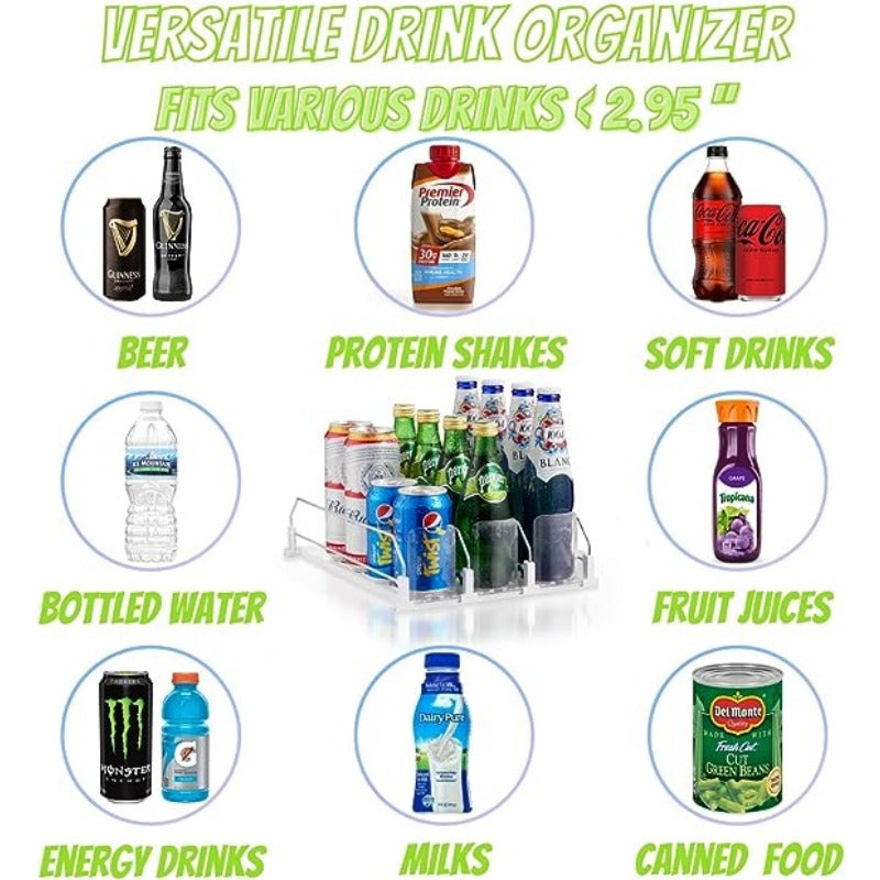 Refrigerator Can Organizer - Holds Up to 12 Cans