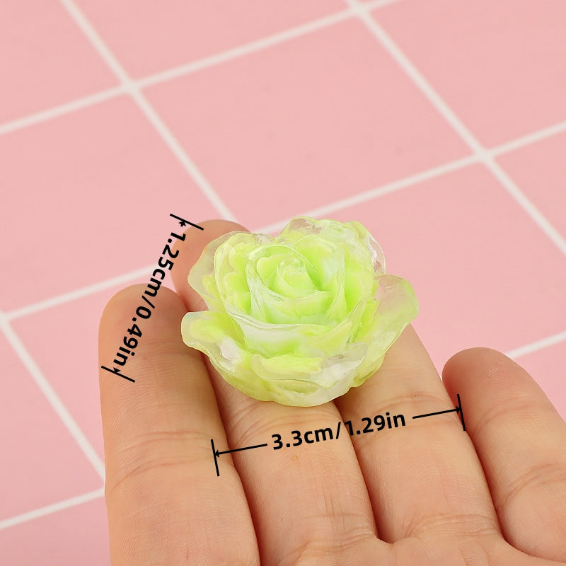 8pcs Luminous Rose Mini Fairy Garden Furniture Doll House Ornaments