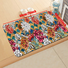 Vintage Plant Print Kitchen Floor Mat Flower Print Long Strip Floor Mat