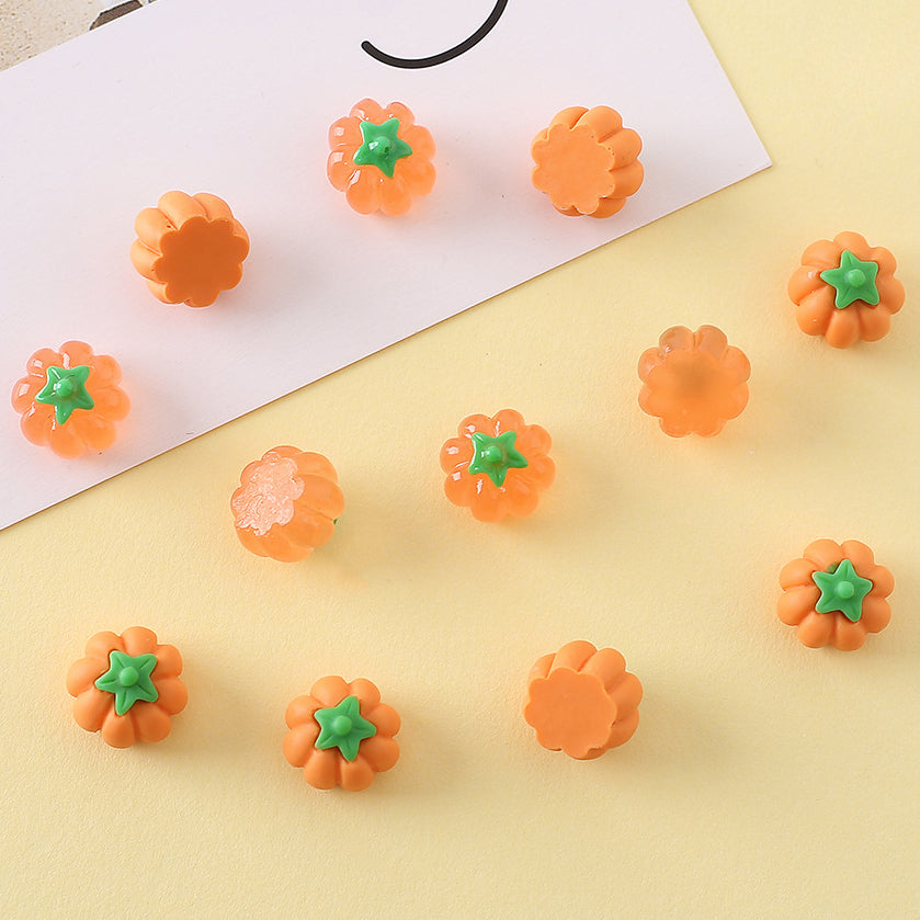 10pcs Halloween Mini 3D Pumpkin DIY Accessories Resin Material