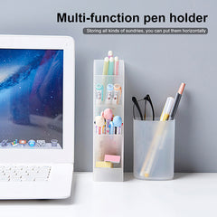 4 Grid Pen Holder Makeup Storage Box Translucent Desktop Organizer