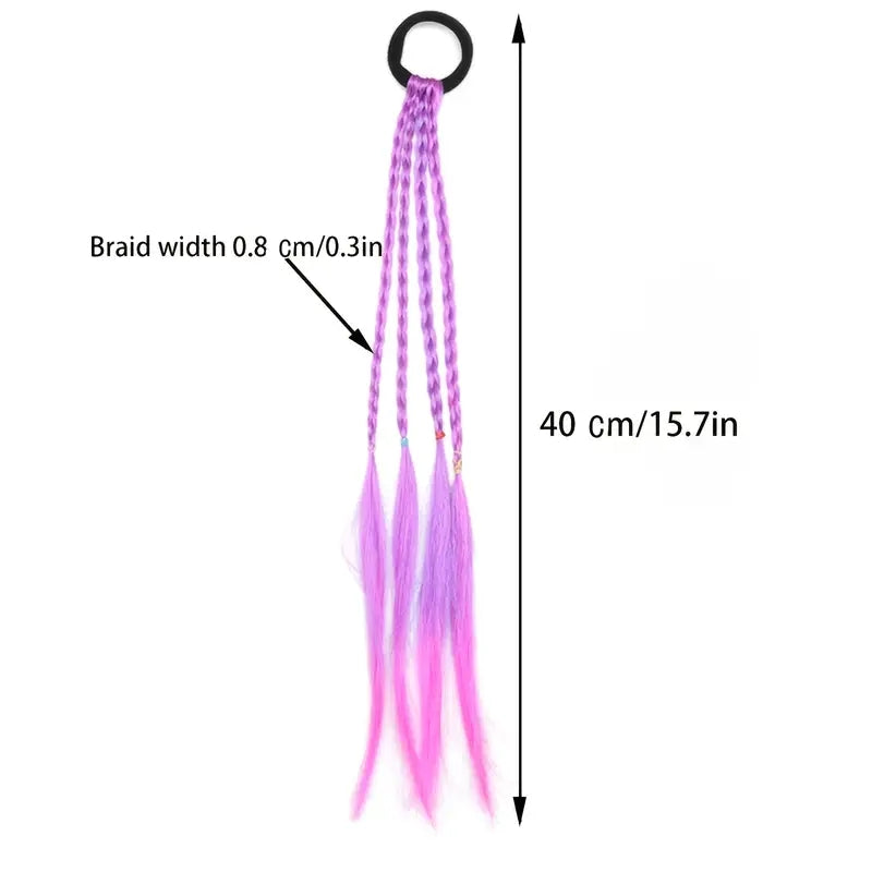 6pcs Colorful Braided Wig Ponytail Holders & Rubber Bands