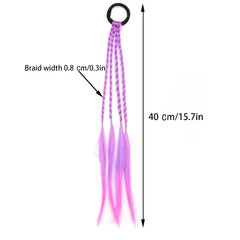 6pcs Colorful Braided Wig Ponytail Holders & Rubber Bands