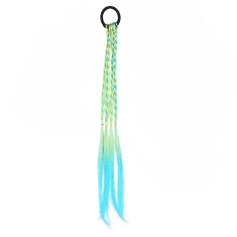 6pcs Colorful Braided Wig Ponytail Holders & Rubber Bands