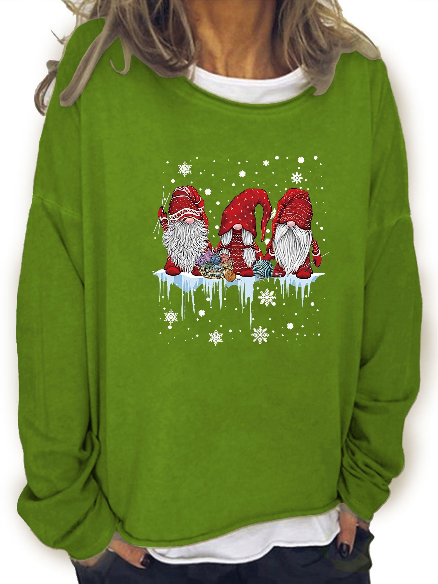 Christmas Santa Claus Sweatshirt Long Sleeve Crew Neck Women's Clothing