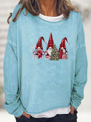 Christmas Santa Print Sweatshirt Women's Crew Neck Casual Long Sleeve