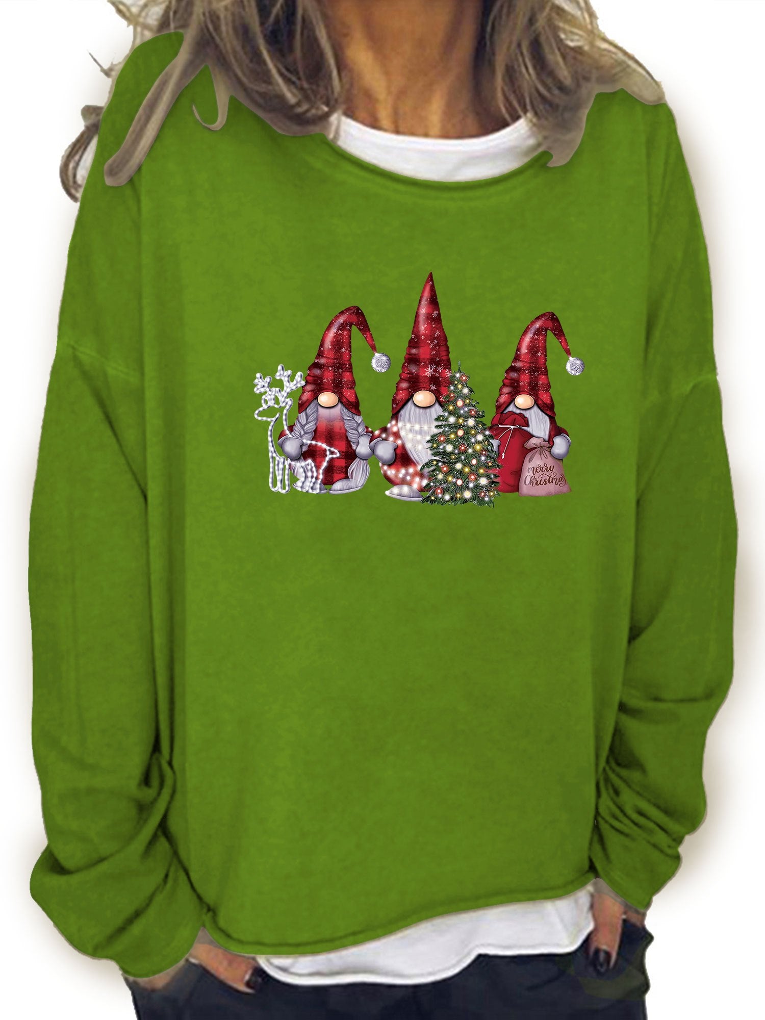 Christmas Santa Print Sweatshirt Women's Crew Neck Casual Long Sleeve