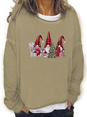 Christmas Santa Print Sweatshirt Women's Crew Neck Casual Long Sleeve